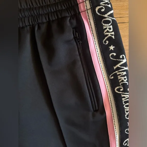Marc Jacobs "The Track Pant" Retro Black pink white Web Logo Stripe size 10 - Image 8