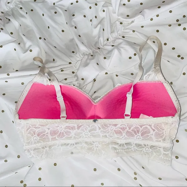 PINK Victoria's Secret White Lace Wireless Bralette - Image 2
