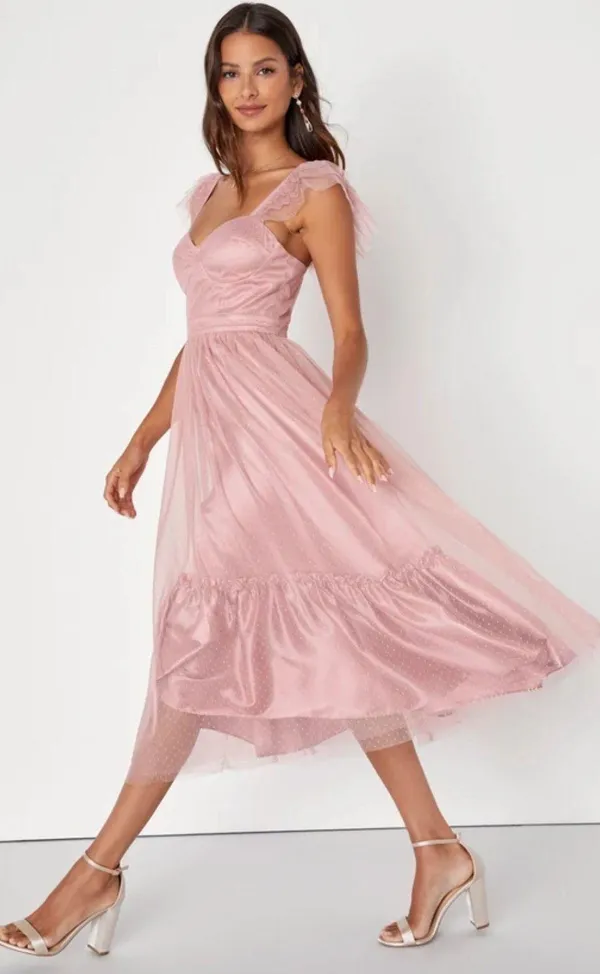 Lulus Pink Midi Dress - Image 3