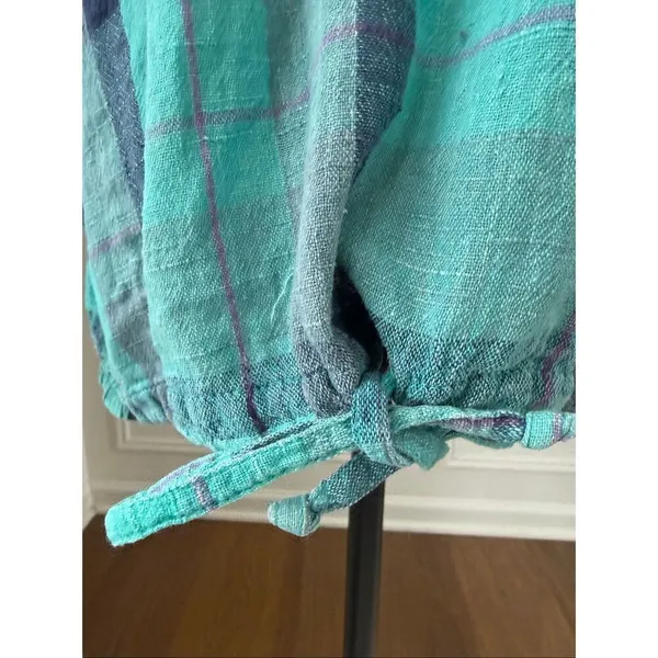 Vintage 90s Plaid Pullover Hoodie Cotton Pockets OSFM - Image 7