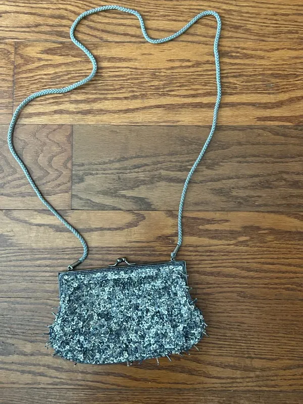 Vintage Inspired Beaded Sequined Evening Bag Detachable Rope Strap Clutch - Image 9