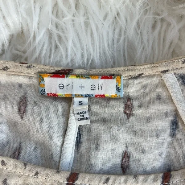 Anthropologie Eri + Ali Fringe Tassel Cream South Western Top Women's Size S - Image 6