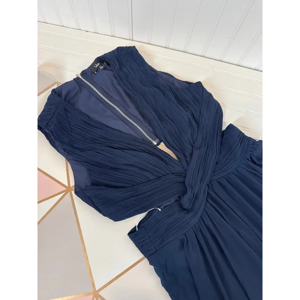 Lulus Vivid Imagination Navy Blue Cutout Maxi Dress Wedding Holiday Medium - Image 4