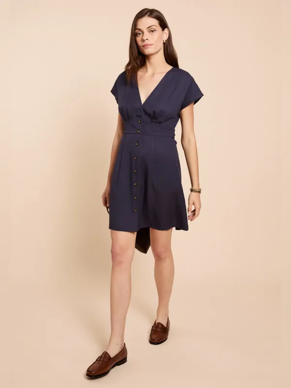 NWT Few Moda Lilia Dress size XS Navy blue buttons mini dress CAARA - Image 5