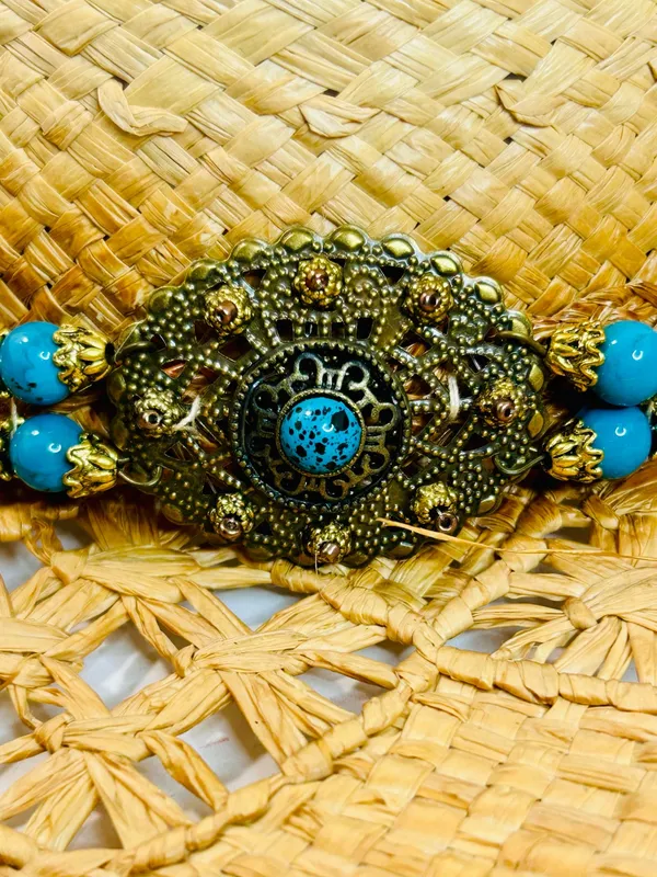 Scala Women’s Cattlemen Western Hat, 100% Rafia with Turquoise Beaded Design, OS - Image 5