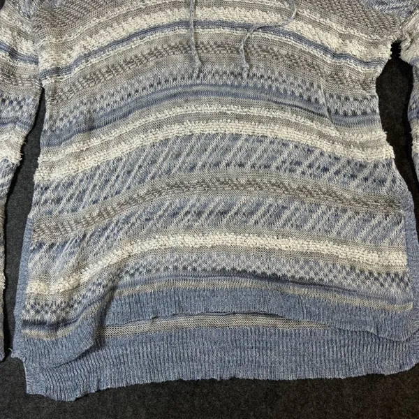 Abercrombie & Fitch Blue Striped Knit Hoodie Sweater XS/S Boho Pullover - Image 10