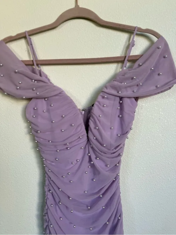 Windsor Lavender Pearl Bodycon Midi Dress NWT XS Bridesmaid Prom Formal - Image 5