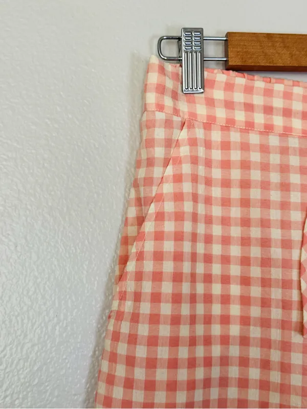 Sonderhaus Perfect Pants Pink & White Gingham Relaxed Fit Cotton Pants Size XS - Image 5
