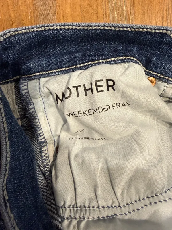 Mother The Weekender Fray Groovin Blue Flare Wide Leg Jeans Women's Size 26 - Image 4