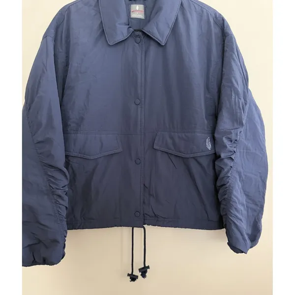Free People Movement‎ Off The Bleachers Coaches Jacket Navy Blue Women's Small - Image 5