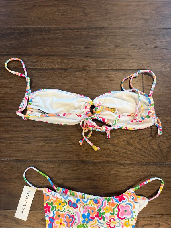Pacsun Swim Mila Textured Curtain High Cut Bikini Bottom & Top Large - C27-115 - Image 8