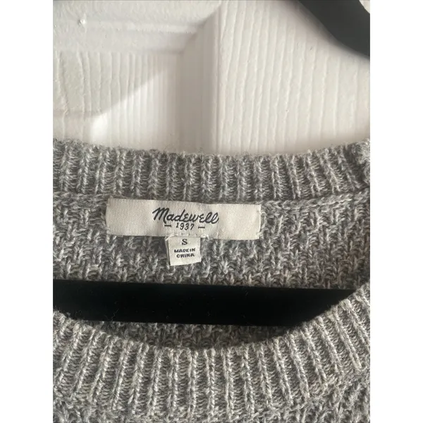 Madewell Textured Waffle Knit Sweater Womens Size S Gray Marl Raglan Pullover - Image 2