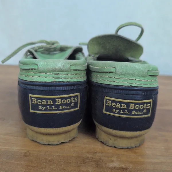 LL Bean Women's Bean Boots, Rubber Mocs with Leather Green Uppers 7M - Image 6