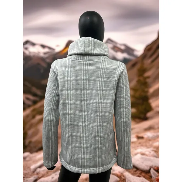 J.Crew Mock Neck Gray Plaid Pullover Sweater Top Women’s‎ Size S - Image 4