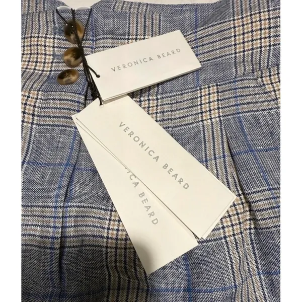 Veronica Beard Alicia Plaid High Rise Wool Linen Blend Shorts NWT Size 4 - Image 6
