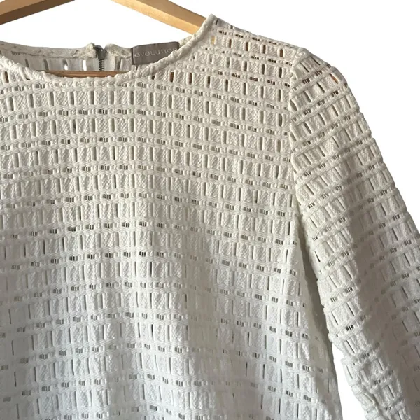 Evolution By Cyrus Chic Cream Textured‎ Cut Out Women's Sz S Blouse Neutral - Image 2