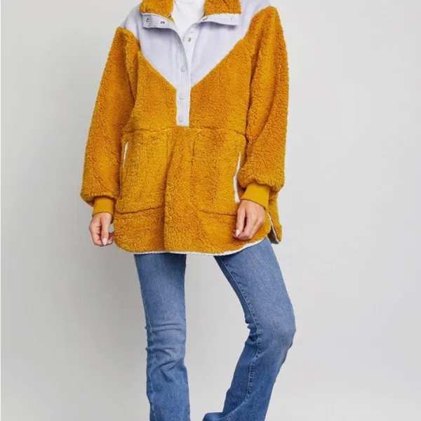 Free People Fall to Rise Quarter Zip Fleece in Honey Mallow Size Small - Image 2