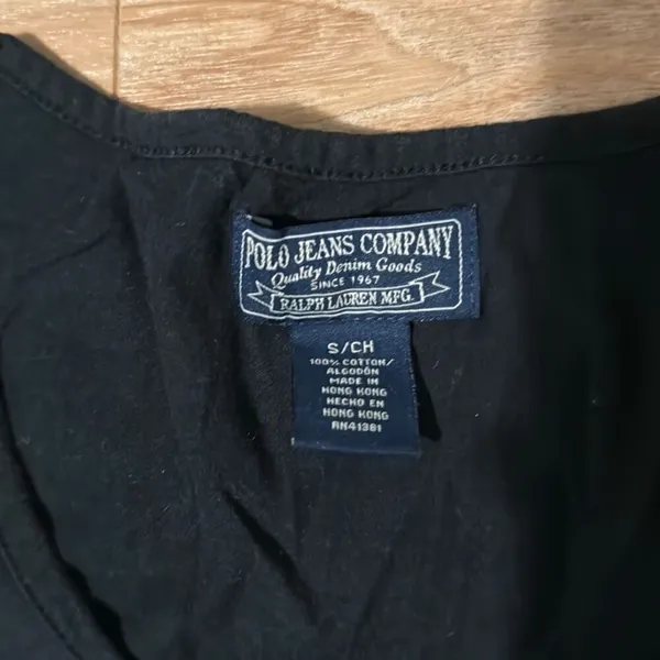 Vintage Polo Jeans‎ Company Black Short Sleeved Top Size Small - Image 2