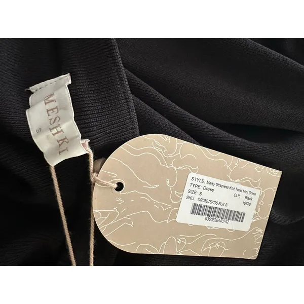 MESHKI Maisy Strapless Knit Twist Mini Dress black size small NWT - Image 6