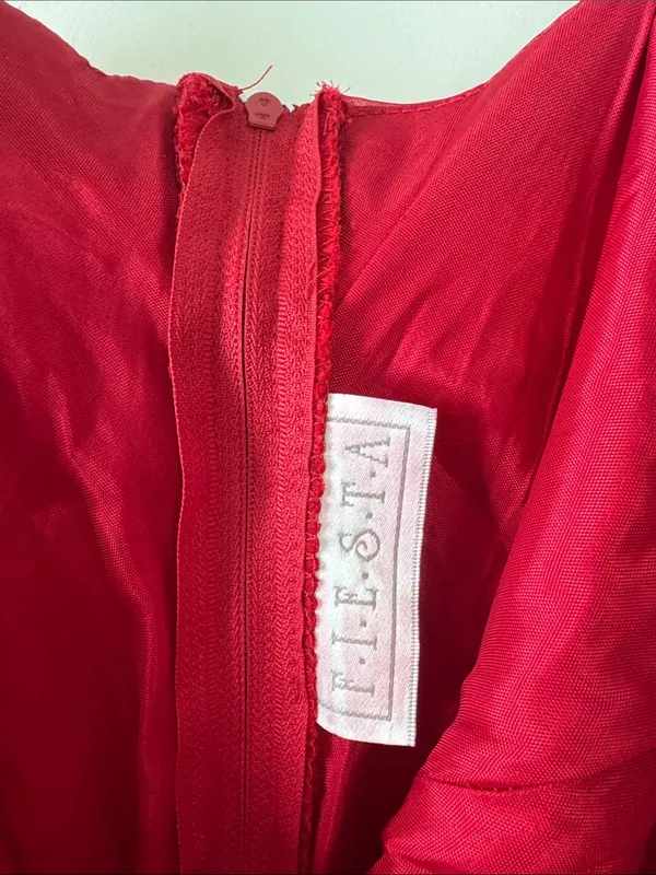 Fiesta Red Spaghetti-Strap Maxi Dress with Draped Cowl / J37 - Image 3