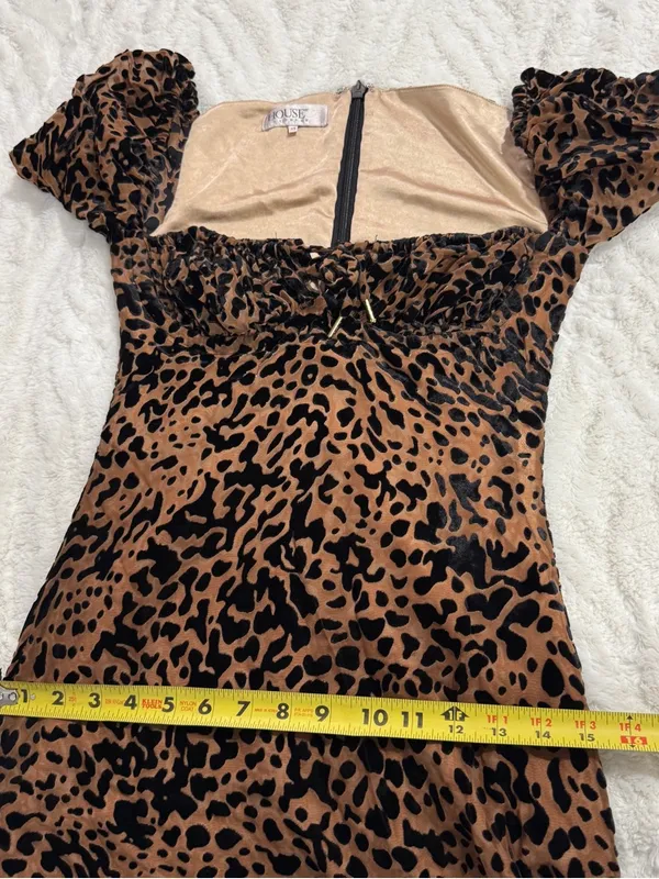 House of CB Athena Leopard Burnout Velvet Corset Mini Dress XS - Image 9