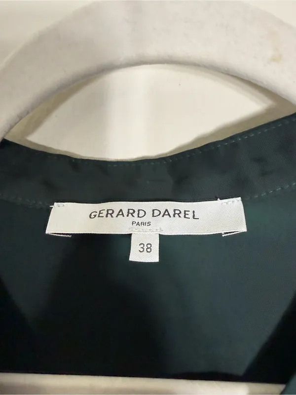 Gerard Darel Johan Smocked Trim Dark Green Dress Size 6 - Image 6