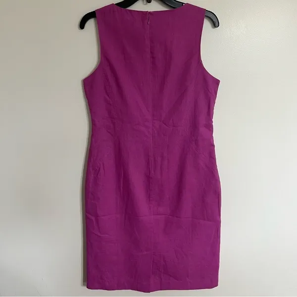 JG‎ Hook Sheath Dress Linen Blend Vintage Sleeveless Lined Womens Size 8 Purple - Image 7