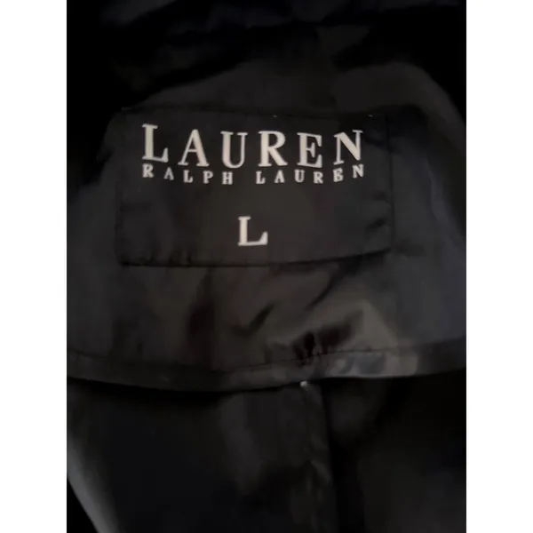 Lauren Ralph Lauren Womens‎ Black Trench Coat Hidden Button Rain Jacket Large - Image 10