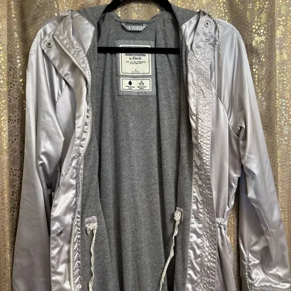 Vintage Y2K Abercrombie & Fitch Silky Gray Water Wind Resistant Light Jacket Sma - Image 11