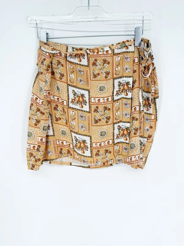 Motel Rocks Stamp‎ Mini Wrap Skirt Women's M Orange Y2K - Image 2