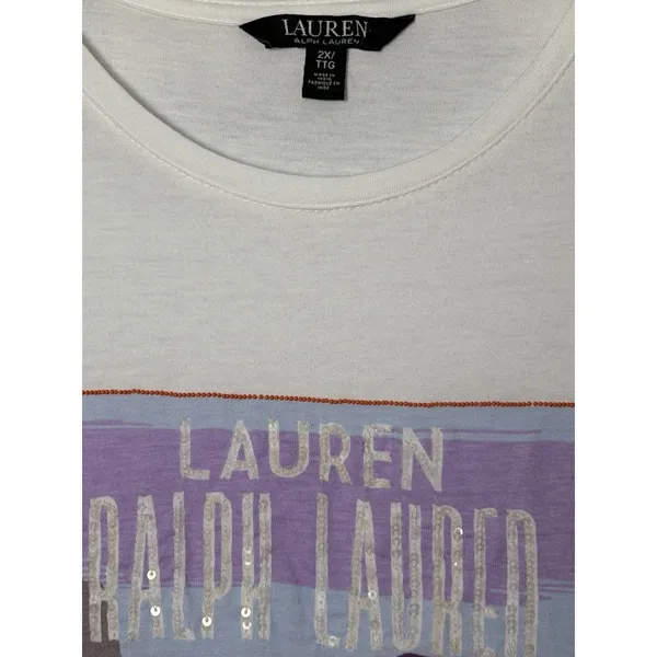 Lauren Ralph Lauren Vntg White Desert Tee Westerncore Southwestern Heritage 2X - Image 3