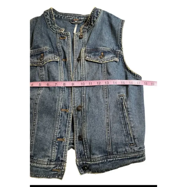 Free People Denim Vest Size S Blue Gilet Northern Light Western Cottage - Image 6