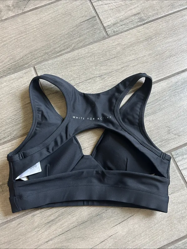 White Fox Boutique Black Racerback Padded Sports Bra - Image 3