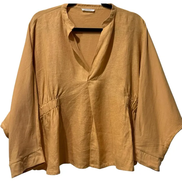 Beaumont Organics Ximena-May Organic Cotton‎ & Linen Blouse Sunflower Small $205 - Image 4