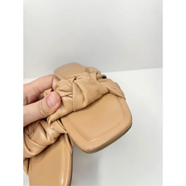 Marc Fisher Sandals Size‎ 8.5 Tan Square Open Toe Knot Detail - Image 5