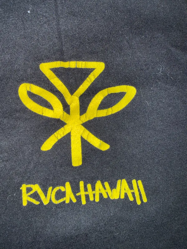 RVCA Hawaii Crop Short Sleeve T-Shirt Vintage Wash Black Size Medium - Image 2
