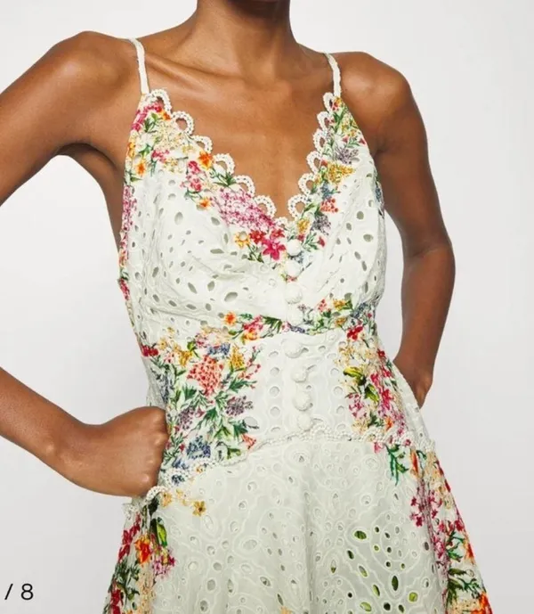 Farm Rio Scarves Eyelet Midi Dress - Image 3