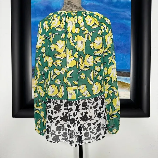 Karen Kane Green/Yellow Citrus Floral Chiffon Peasant Tunic Top SMALL Cottage - Image 7