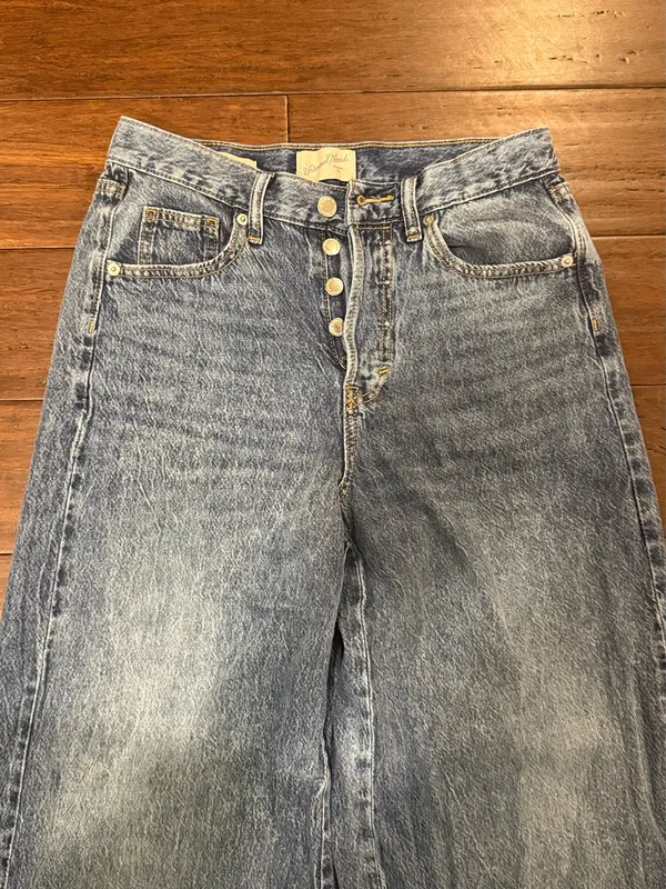 Extra baggy blue denim jeans with button fly #freepeople #denim - Image 4