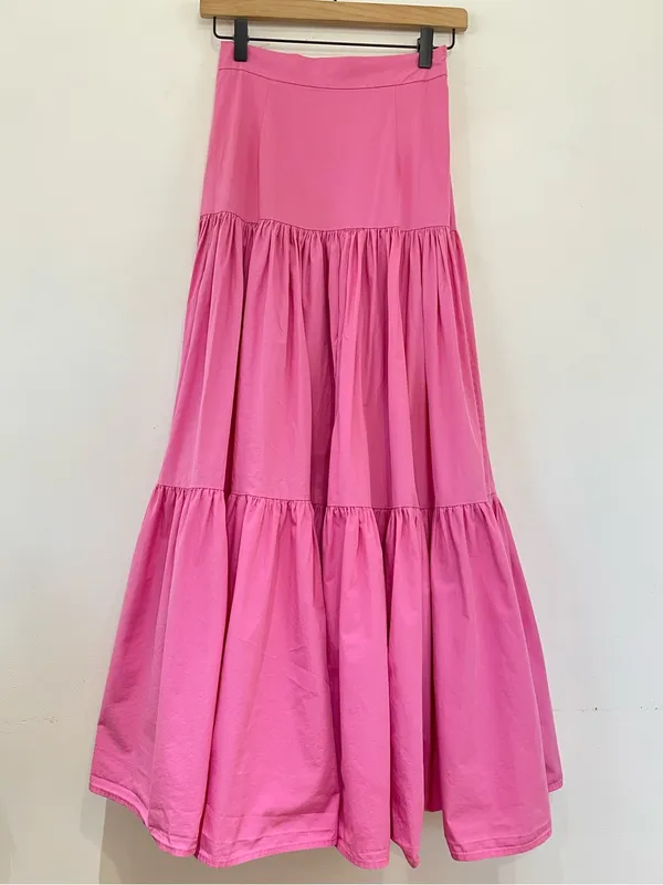 RUNAWAY The Label Ayla Hot Pink Crop Top Tiered Maxi Skirt Set XS - Image 6