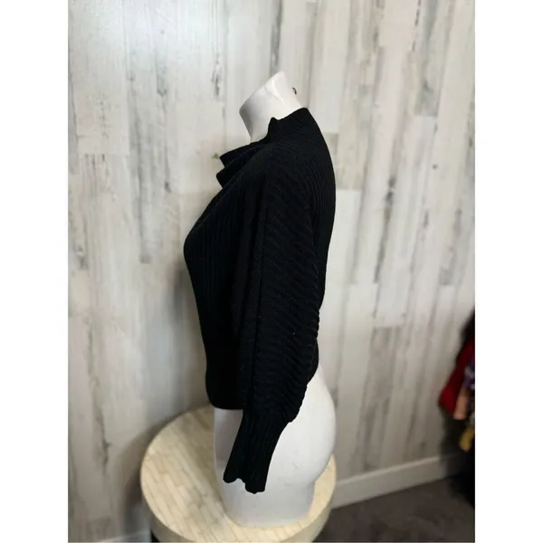Windsor Black Textured Long Sleeve Top Size M Boat Neck Stretchy - Image 4