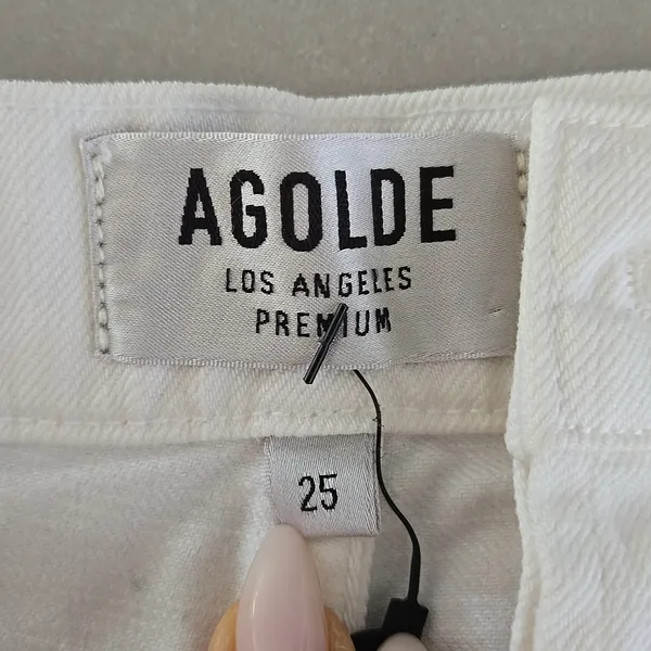 Agolde White Frayed Jean Shorts Size 25 - Image 5