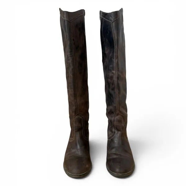 Steve Madden P-Manor Brown Leather Boots Tall Riding Western Women's Size 8 - Image 2