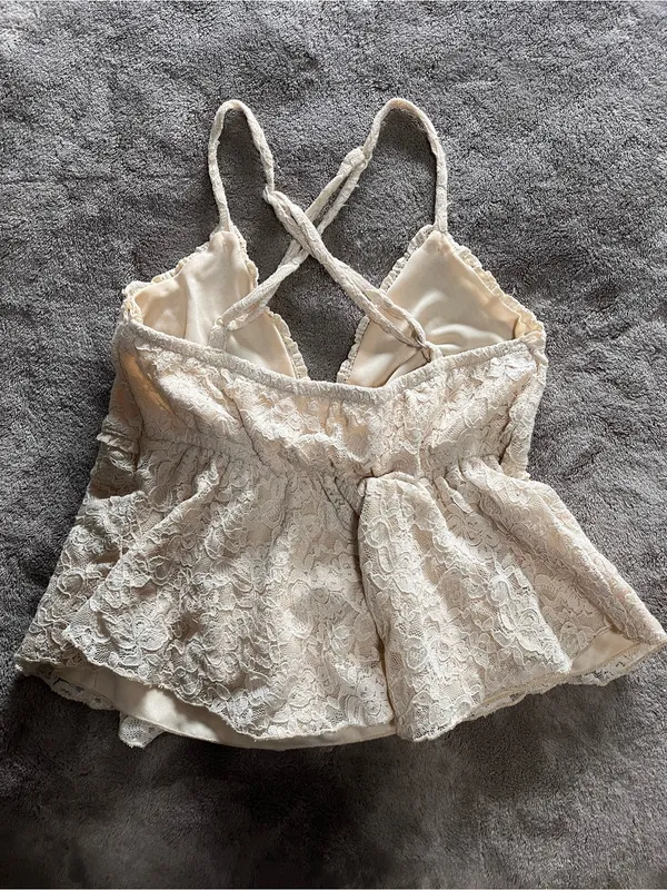 ALTAR’D STATE Full Lace Cream Babydoll Tank Top Women’s Sz XXS EUC - Image 5