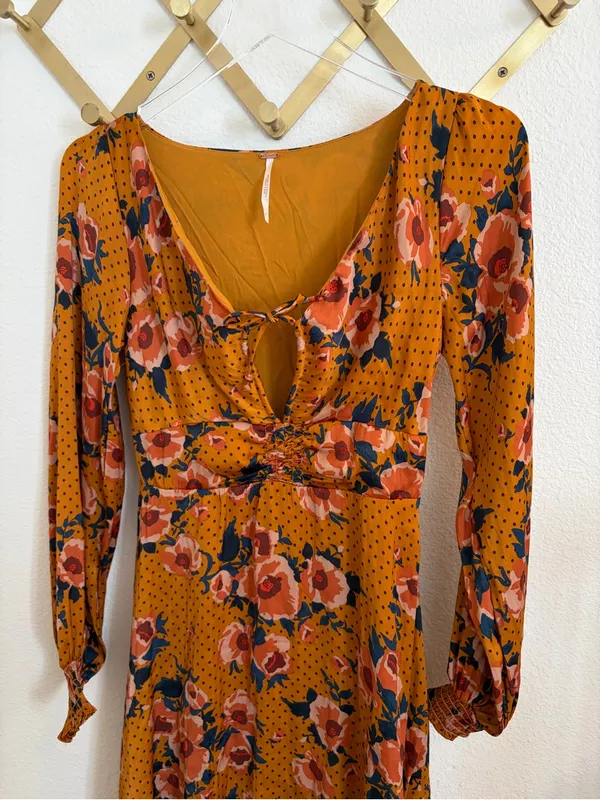 Free People Morning Light Ruched Floral Tie-Front Mini Dress 4 - Image 10