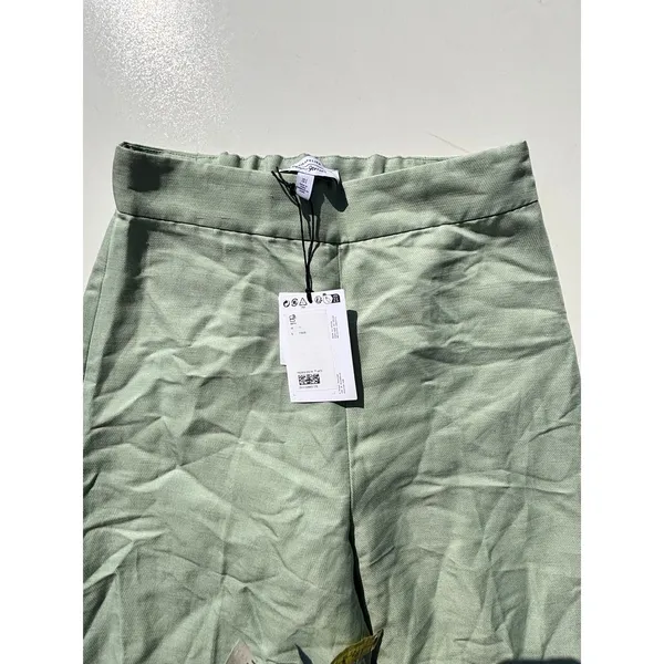 & Other Stories Linen Blend Mint High Waist Wide Leg Pants 2 - Image 3