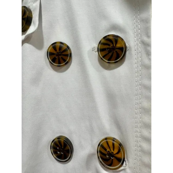 Bebe White Belted Trench Coat Ruffle Cuffs Statement Buttons Size M - Image 3