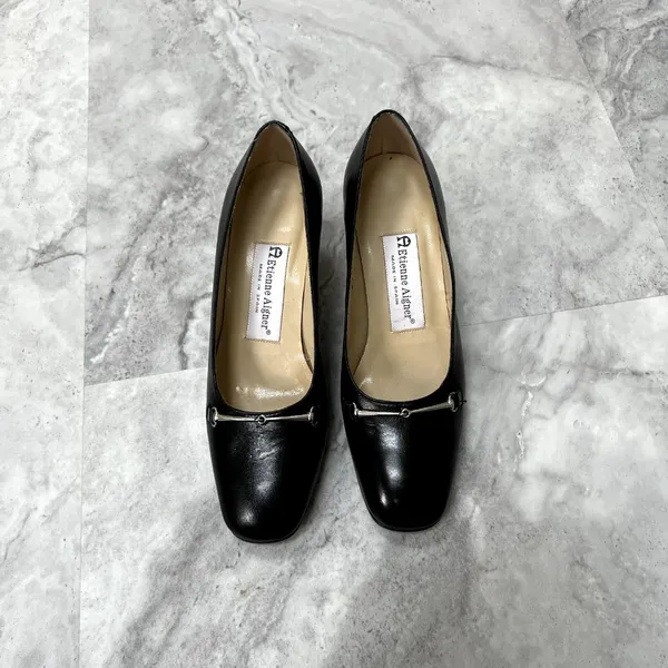 Vintage Etienne Aigner Horse Bit Size 5.5 Black‎ Pumps Block Heel Career - Image 5