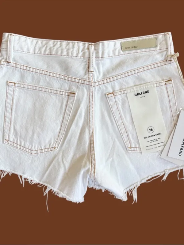 NWT GRLFRND The Helena Shorts Off-White Size 26 - Image 5