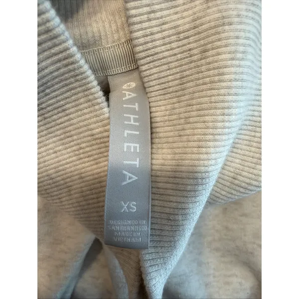 Athleta XS Cozy Karma Side Zip Funnel Neck Sweatshirt Off White‎ Fleece Lined - Image 6